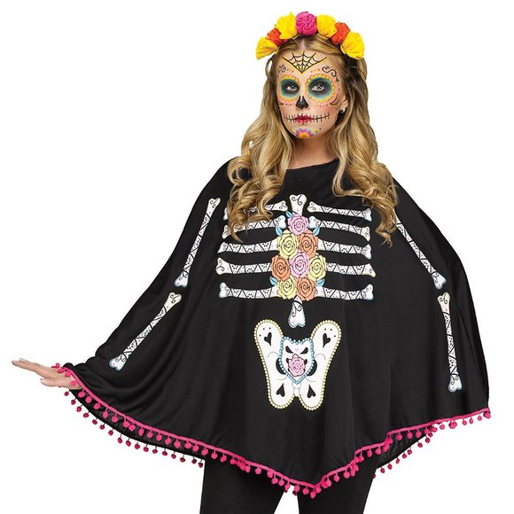 Day Of The Dead! Sweaters - NEW~Unisex Day of the Dead Poncho Costume~OSFM